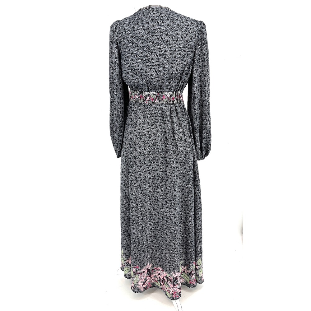 MAX STUDIO LONDON Floral Print Wrap Maxi Dress Long Sleeve‎ V Neck Belted (S) - Picture 4 of 9